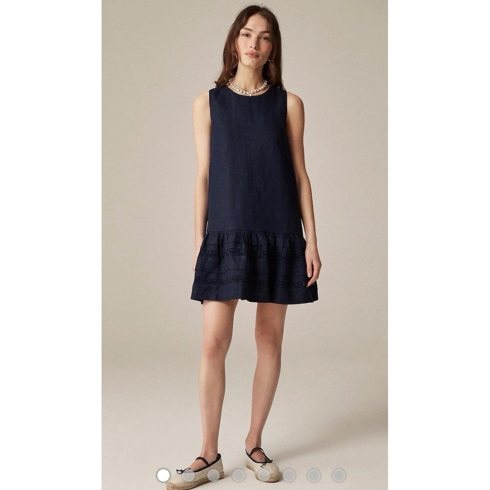 J.Crew Mixed-media eyelet-hem mini shift dress old money coquette sz M